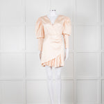 Rotate Aiken Pink V Neck Puff Shoulder Wrap Mini Dress