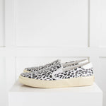 Saint Laurent White Black Animal Print Slip On Shoes