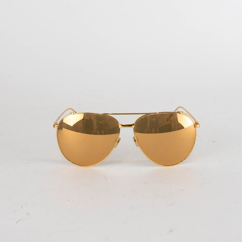 Linda Farrow Gold Oversized Titanium Sunglasses