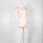 Rotate Aiken Pink V Neck Puff Shoulder Wrap Mini Dress