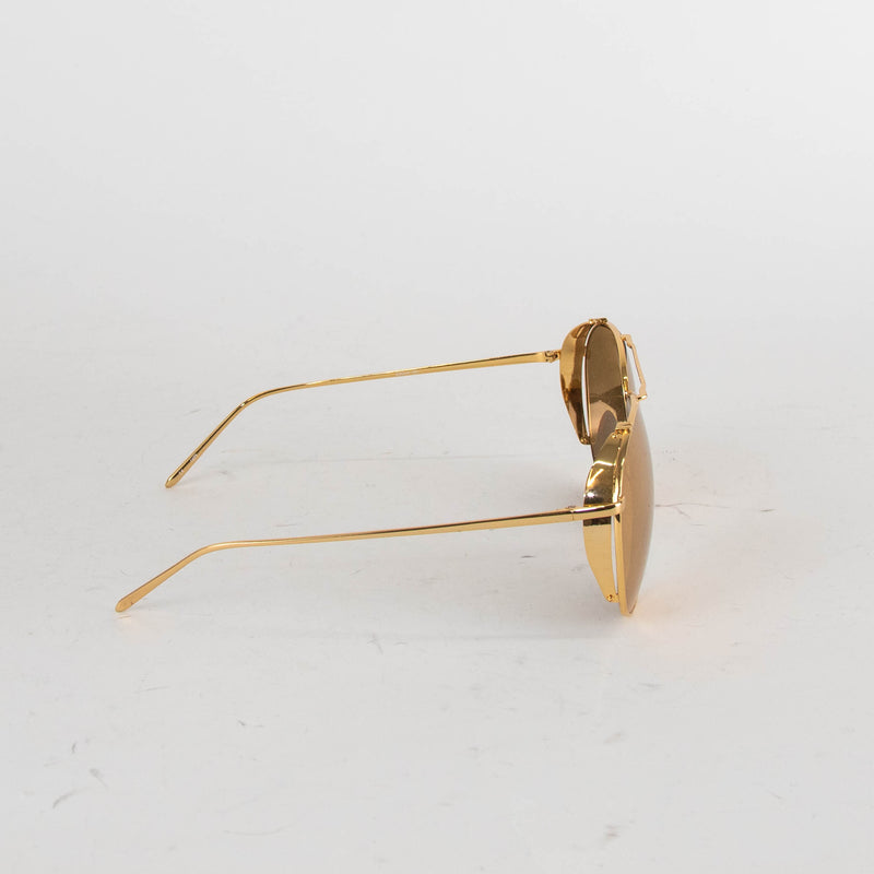 Linda Farrow Gold Oversized Titanium Sunglasses