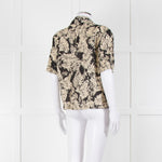 Anine Bing Black And Cream Floral Print Linen Shirt