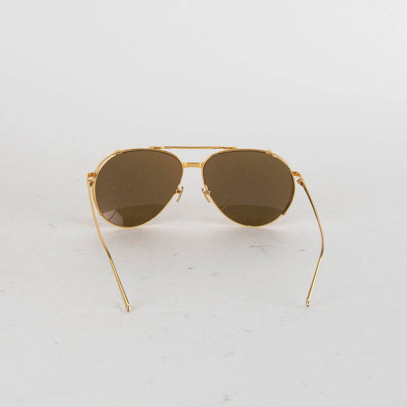 Linda Farrow Gold Oversized Titanium Sunglasses
