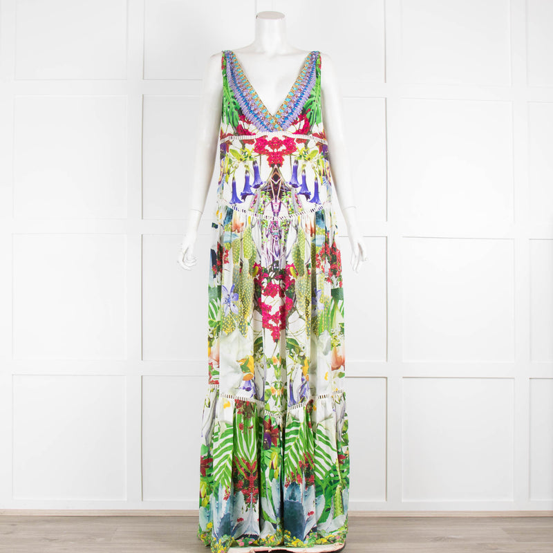 Camilla Exotic Hypnotic Tiered Gathered V Neck Maxi Dress