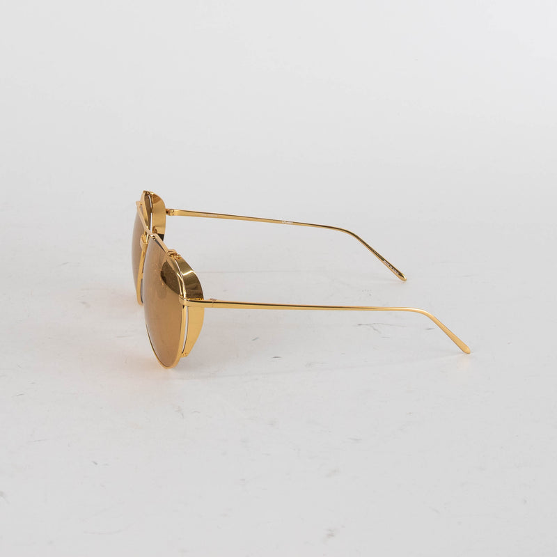 Linda Farrow Gold Oversized Titanium Sunglasses