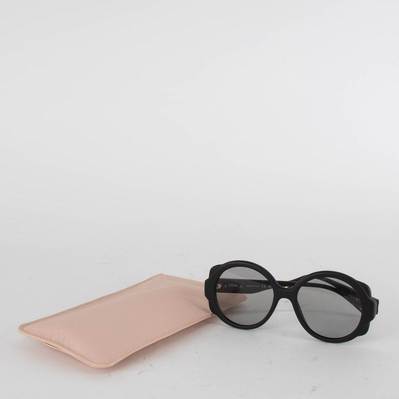 Chloe Black Mirtha Mat Round Sunglasses