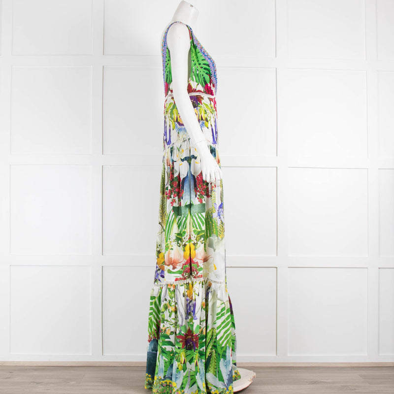 Camilla Exotic Hypnotic Tiered Gathered V Neck Maxi Dress