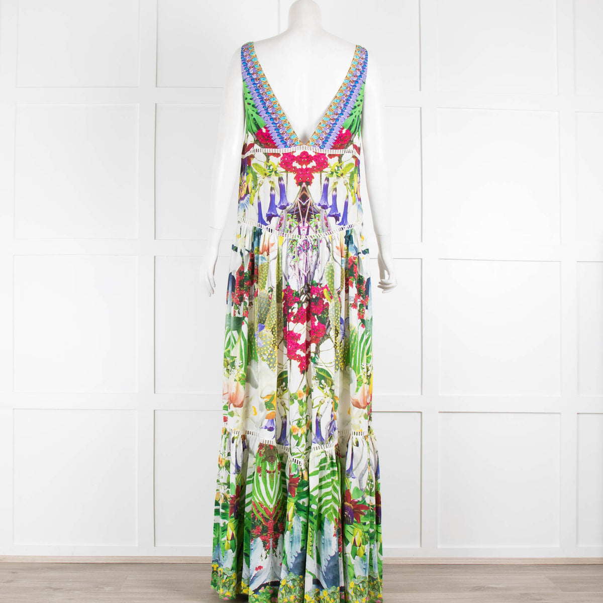 Camilla Exotic Hypnotic Tiered Gathered V Neck Maxi Dress