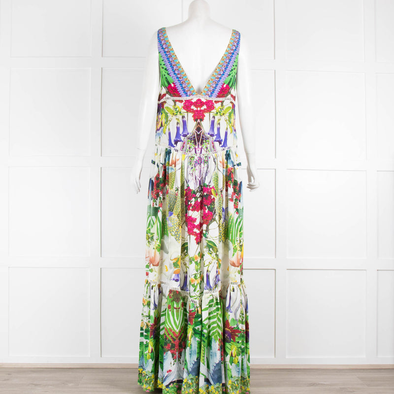Camilla Exotic Hypnotic Tiered Gathered V Neck Maxi Dress