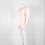 Rotate Aiken Pink V Neck Puff Shoulder Wrap Mini Dress