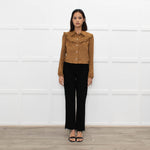 Maje Tan Suede Frill Trim Short Jacket