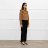 Maje Tan Suede Frill Trim Short Jacket