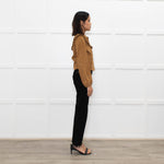 Maje Tan Suede Frill Trim Short Jacket