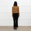 Maje Tan Suede Frill Trim Short Jacket