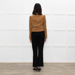 Maje Tan Suede Frill Trim Short Jacket