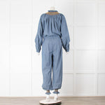 Loretta Caponi Light Blue Chambray Jumpsuit