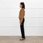 Maje Tan Suede Frill Trim Short Jacket