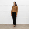 Maje Tan Suede Frill Trim Short Jacket