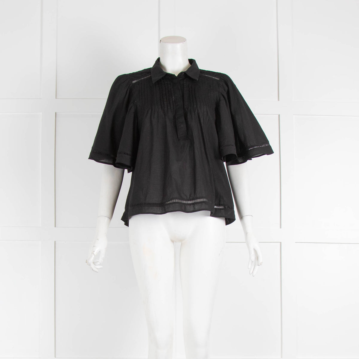 Munthe Black Pintuck Pleat Front Top
