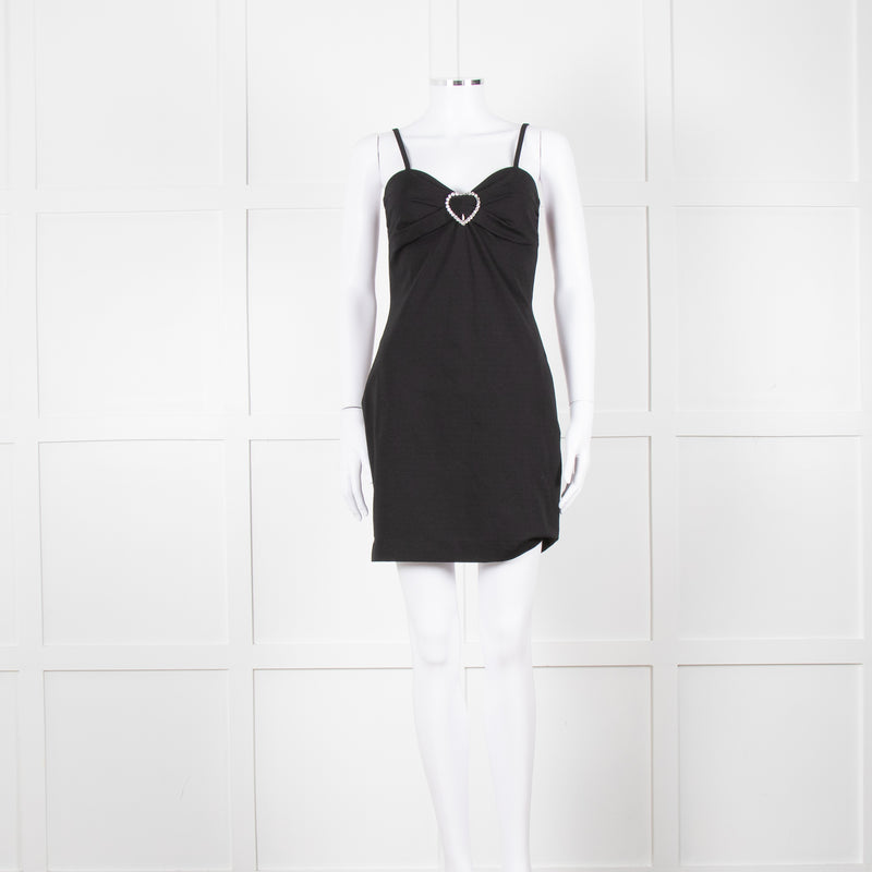 Love Moschino Black Stretch Knit Mini Dress With Diamante Buckle