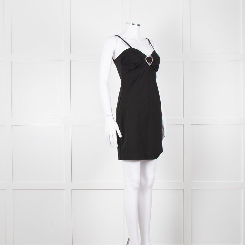 Love Moschino Black Stretch Knit Mini Dress With Diamante Buckle
