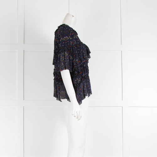 Velvet Navy Floral Top