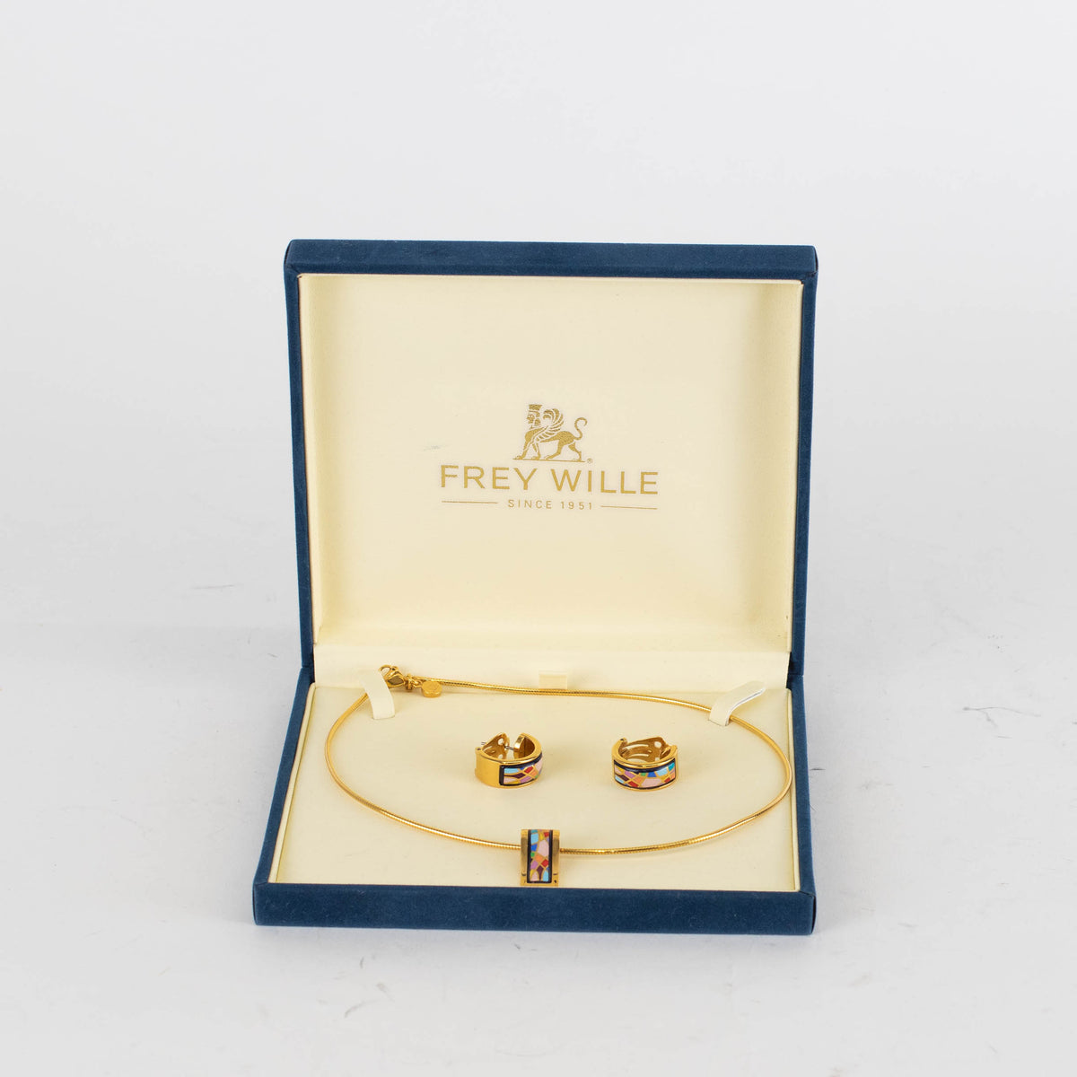Frey Wille 24kt Gold Plated Enamel Choker And Earrings Set