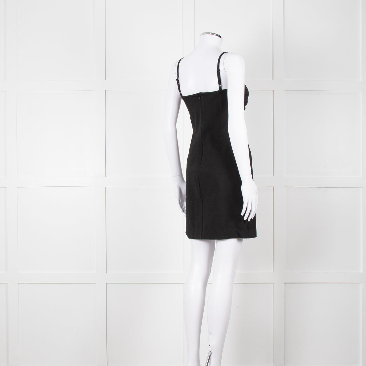 Love Moschino Black Stretch Knit Mini Dress With Diamante Buckle