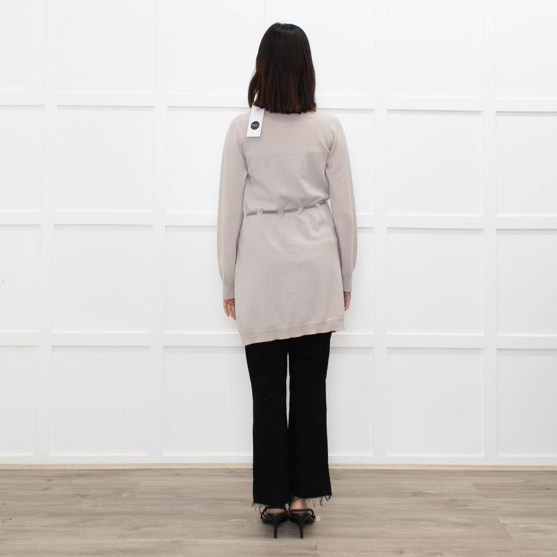 Johnstons Of Elgin Taupe Cashmere Belted Long Cardigan