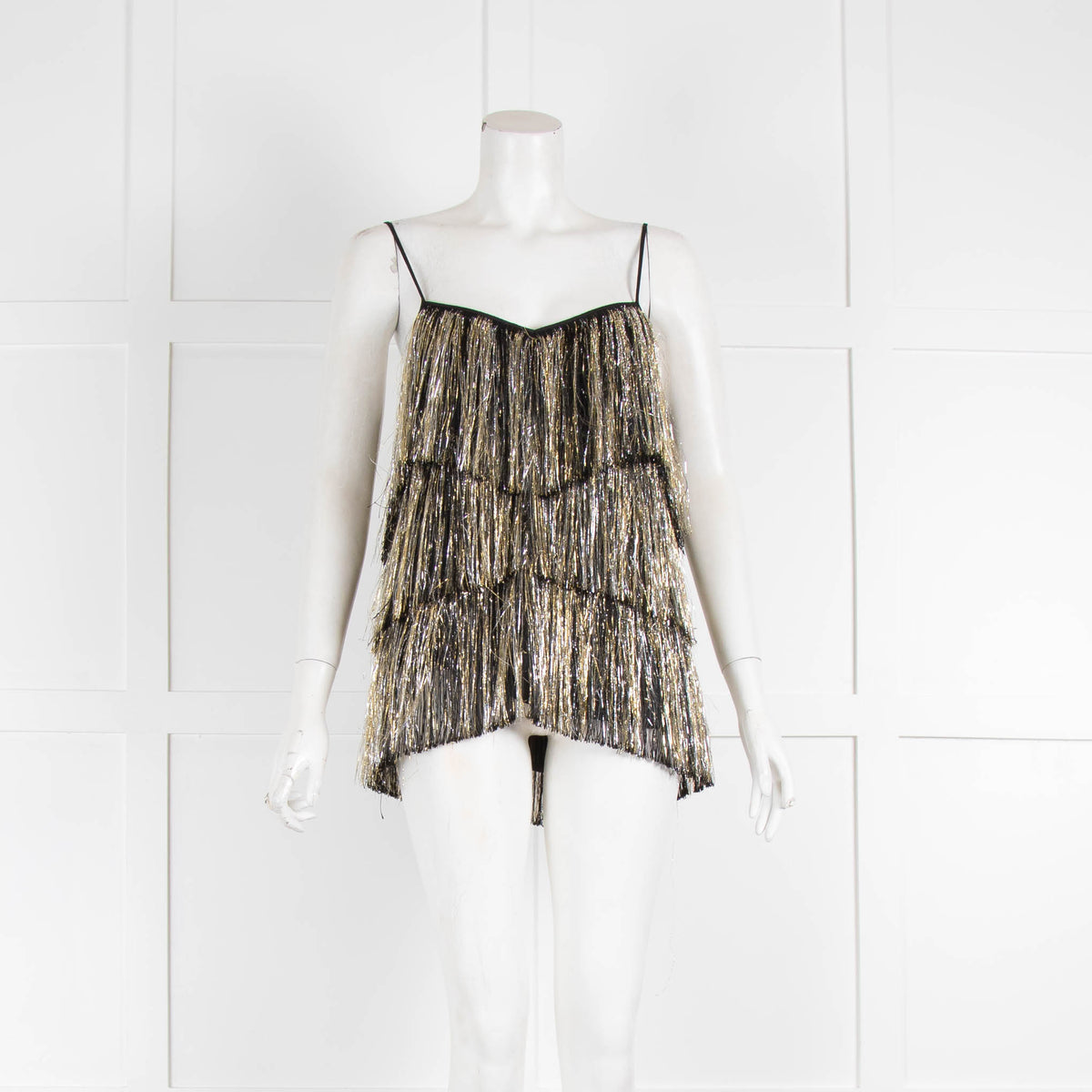 Simona Corsellini Black Gold and Silver Tassle Top
