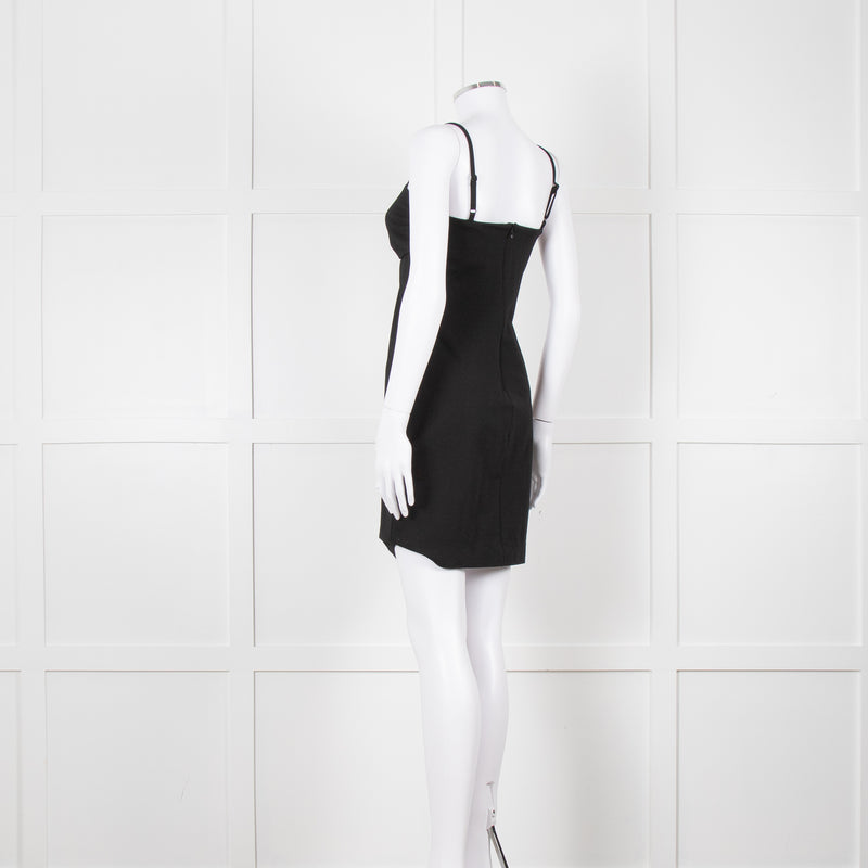 Love Moschino Black Stretch Knit Mini Dress With Diamante Buckle
