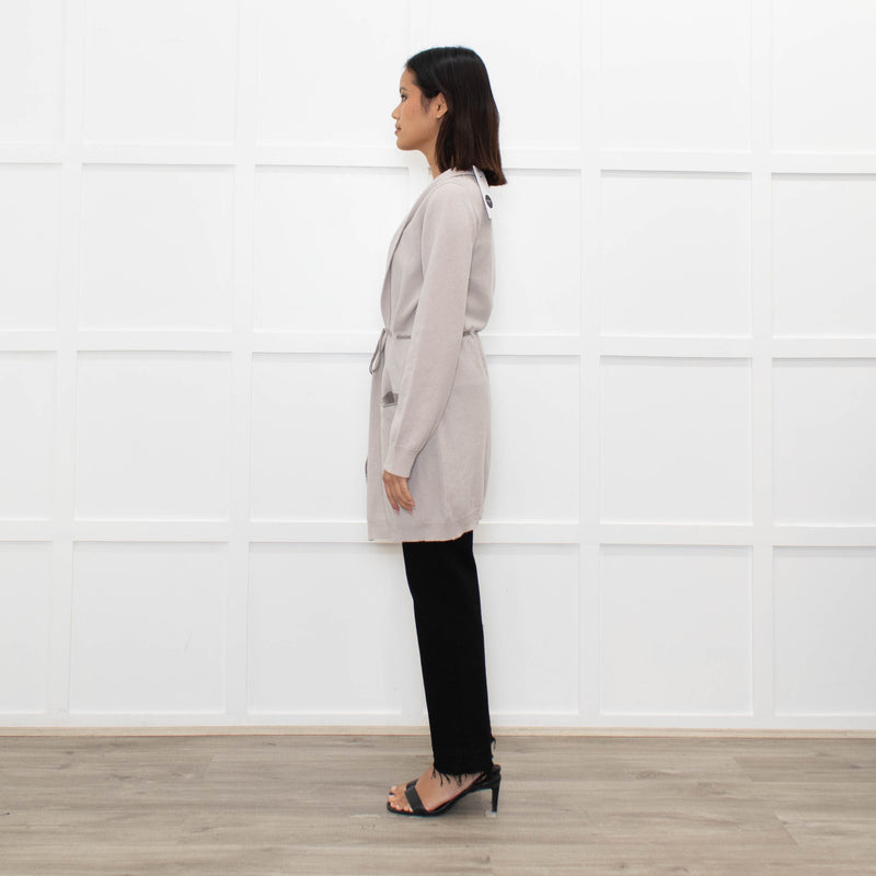 Johnstons Of Elgin Taupe Cashmere Belted Long Cardigan