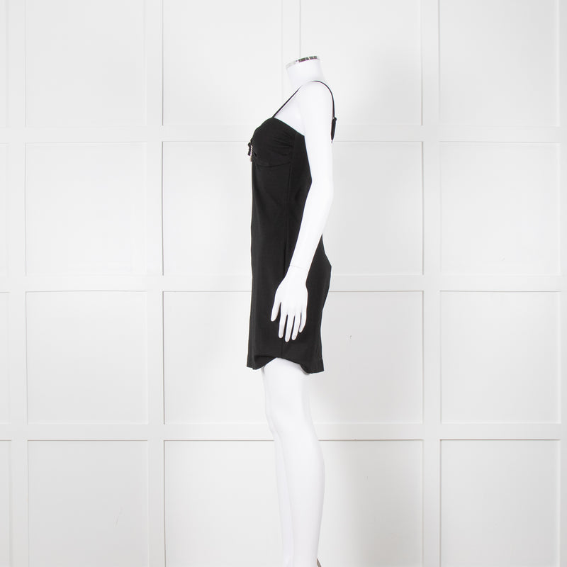 Love Moschino Black Stretch Knit Mini Dress With Diamante Buckle