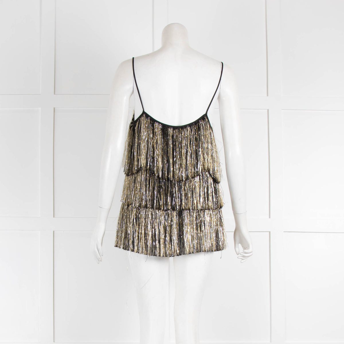 Simona Corsellini Black Gold and Silver Tassle Top