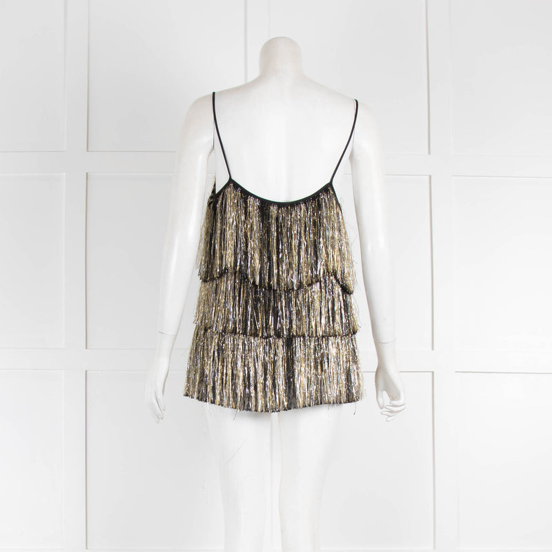 Simona Corsellini Black Gold and Silver Tassle Top