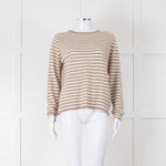Jumper 1234 Stone And Cream Stripe Cashmere Jumper