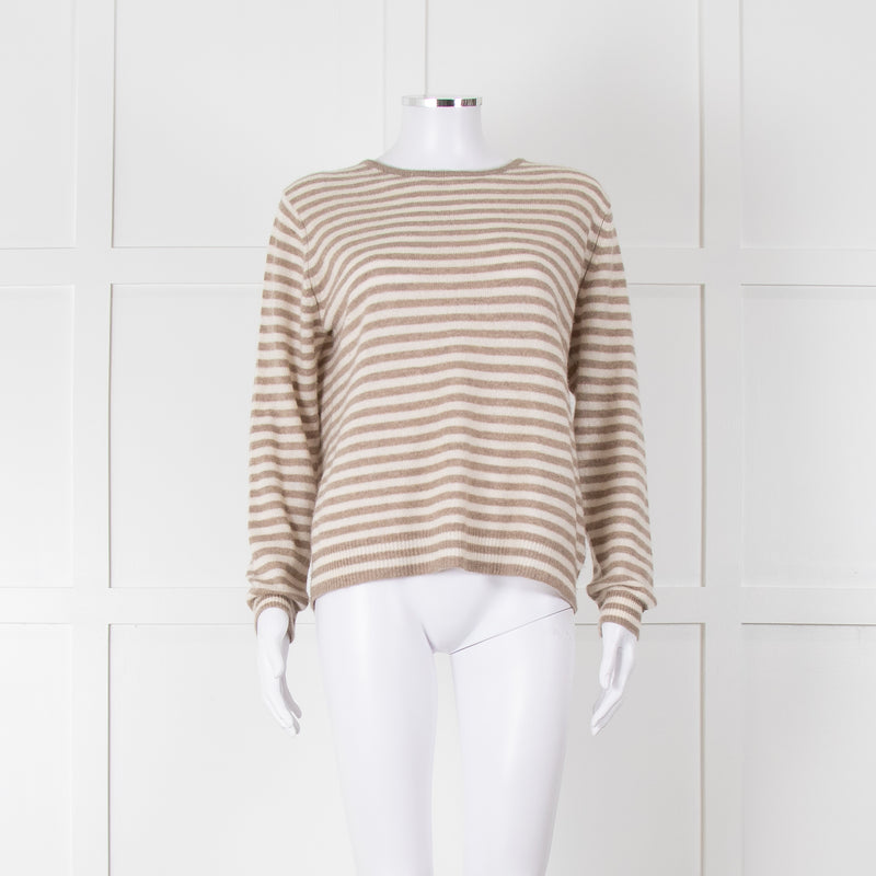 Jumper 1234 Stone And Cream Stripe Cashmere Jumper