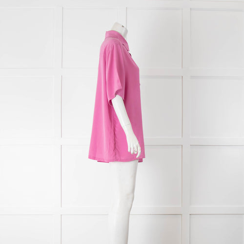 Olivia von Halle Pink Silk Short Sleeve Shirt