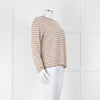 Jumper 1234 Stone And Cream Stripe Cashmere Jumper
