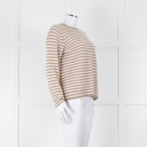 Jumper 1234 Stone And Cream Stripe Cashmere Jumper