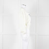 Ganni Ivory Cotton Cropped Sweatshirt With Silver Butterfly Motif