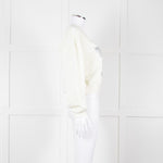 Ganni Ivory Cotton Cropped Sweatshirt With Silver Butterfly Motif