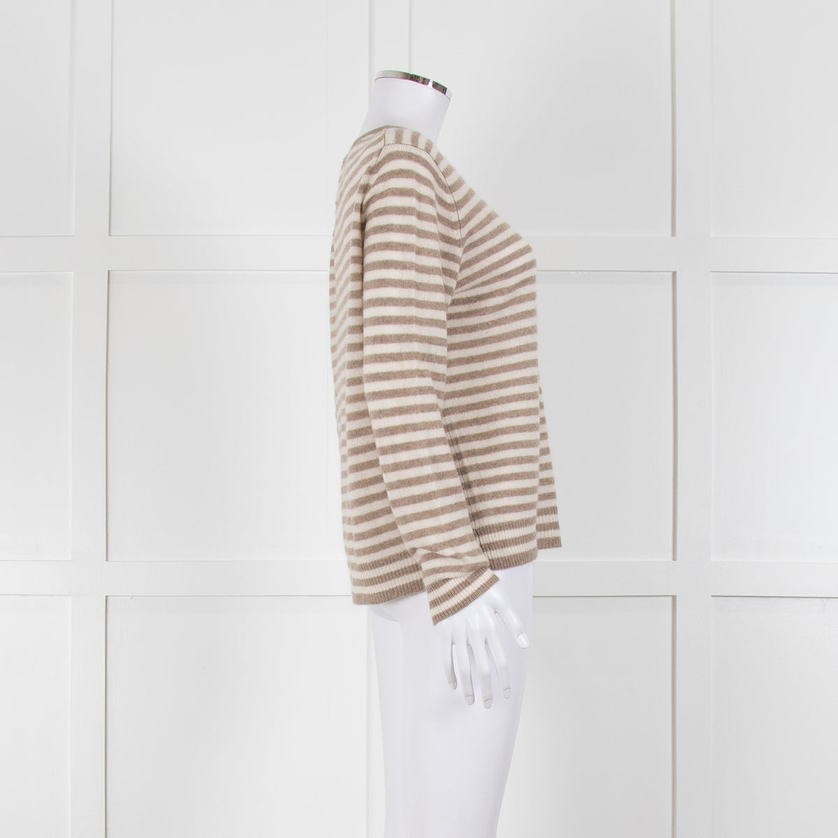 Jumper 1234 Stone And Cream Stripe Cashmere Jumper