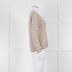Jumper 1234 Stone And Cream Stripe Cashmere Jumper
