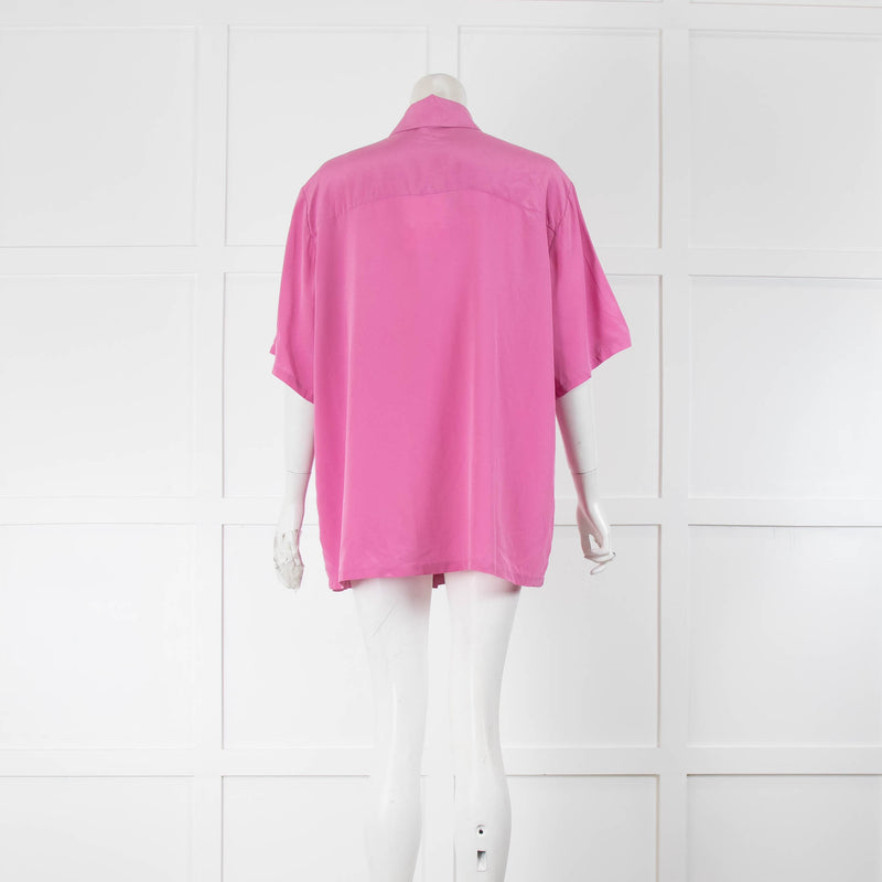Olivia von Halle Pink Silk Short Sleeve Shirt