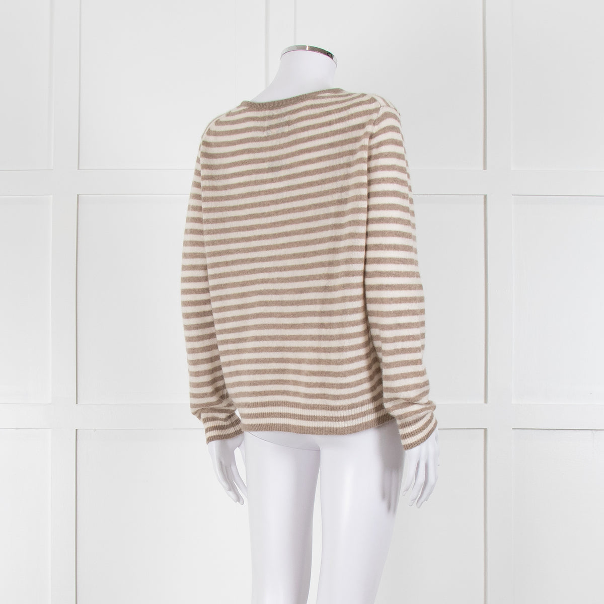 Jumper 1234 Stone And Cream Stripe Cashmere Jumper