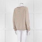 Jumper 1234 Stone And Cream Stripe Cashmere Jumper