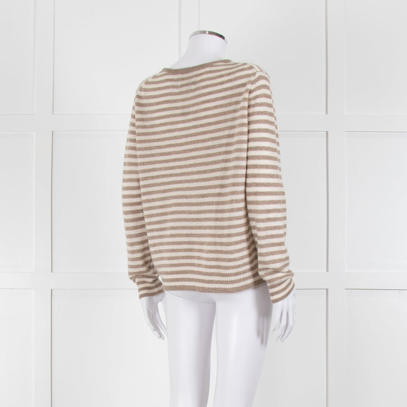 Jumper 1234 Stone And Cream Stripe Cashmere Jumper