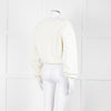Ganni Ivory Cotton Cropped Sweatshirt With Silver Butterfly Motif