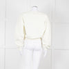 Ganni Ivory Cotton Cropped Sweatshirt With Silver Butterfly Motif